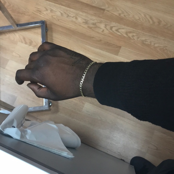 10k gold Cuban link bracelet with white gold cuts - Picture 5 of 5